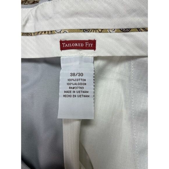Perry Ellis Mens Chino Straight Leg Pants Gray Tailored Fit Pockets 38 x 30 New - Picture 9 of 10